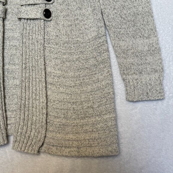 Fortune + Ivy Raiden Tab Cozy Button Cardigan Sweater Ivory Gray Size M - Picture 9 of 16